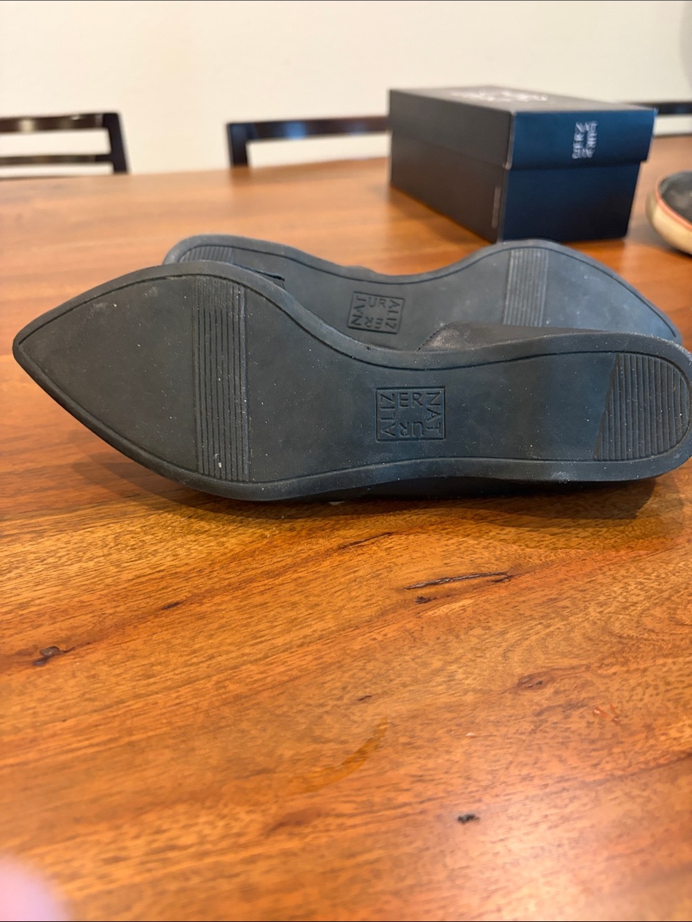 Naturalizer Black Pointed D'Orsay Leather Flats - Picture 7 of 10